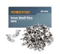 POWERTEC QP1402 5mm Shelf Pegs 50 pcs, L-Shaped Bracket with Hole Shelf Pins Support Pegs for Shelves, Kitchen Cabinet Shelf, Bookshelf, Closet and Furniture, Nickel Plated Shelf Holders Pegs