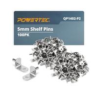 POWERTEC QP1402-P2V 5 mm, 100 piezas, soporte en forma de L con pasadores de agujero, estantes de soporte, gabinete de cocina, estantería, armario y muebles, clavijas de soporte chapadas en níquel