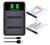 PowerTrust 2 baterías NP-BN1 y cargador tipo C para Sony Cyber-Shot DSC-W830, DSC-W320, DSC-W810, DSC-W570, DSC-W800, DSC-WX220, DSC-WX100, DSC-W530, DSC-W310, DSC-W350, DSC-WXXX220. 100 unidades