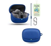 powfix Funda de silicona azul para JBL Wave Beam 3, funda protectora | Incluye cordón y mosquetón en 8. Funda protectora flexible antigolpes y antipolvo para auriculares inalámbricos