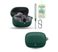 powfix Funda de silicona verde para JBL Wave Beam 3, funda protectora | Incluye cordón y mosquetón en 8. Funda protectora flexible antigolpes y antipolvo para auriculares inalámbricos