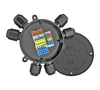 Powful Caja de distribución para exteriores, impermeable, con núcleo de alambre, diámetro de 0,6 - 2 mm, 32 A, diámetro del cable: 4 mm, 9 mm, 2 - 6 vías, gran espacio, instalación rápida sin