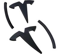 Powlamks Emblema Adhesivo de Metal 3D para Tesla Model 3, 2 Unidades, calcomanía de Insignia para capó Delantero y Logotipo del Maletero Trasero (Negro Mate)