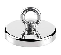 Powmag Imán de neodimio de 590 kg de fuerza de sujeción, N52, superfuerte, perfecto para pesca de ángel, diámetro de 120 mm, imán de búsqueda con ojal de neodimio