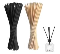 Pownert - Lote de 160 varillas difusoras de perfume, 20 cm x 3 mm de madera difusor, varillas de repuesto para difusor de perfume, para casa, oficina, hotel, Spa(negro, natural)