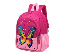 POWOFUN Mochila de viaje preescolar de 12 pulgadas para niños pequeños, para jardín de infantes, mochila escolar de dibujos animados, mochila de dinosaurios para niñas y bebés, Mariposa rosa., 31cm x
