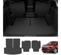 powoq Tapete de Carga Compatible con Ford Explorer 2020-2023 de 6 Asientos, tapete de Repuesto para Ford Explorer 2020-2023 (tapete de Maletero con tapete de Respaldo + 2ª Alfombrilla de Respaldo)