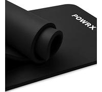 POWRX Colchoneta fitness antideslizante 190 x 100 x 1,5 cm - Esterilla deporte ideal para yoga, pilates y gimnasia - Extra suave - Ecológica con cinta para transporte y funda + Poster (Negro)