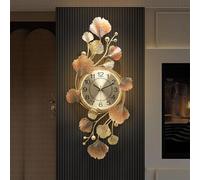 POWRZZZY 3D Ginkgo Leaf Wall Clock with LED Backlight,Modern Decorative Large Wall Clock,Silent Non-Ticking 6-Level Dimmable Atmosphere Lamp,Battery Powered,for Bedroom Entrance(40x90cm/15.7x35.4in)