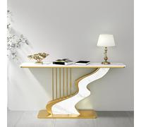 POWRZZZY Consola Moderna para el Recibidor,Mesa Auxiliar Estrecha para la Entrada con Superficie de Piedra Sinterizada,Mesa Decorativa Estrecha para el Pasillo o Recibidor(Platinum,150x30x80cm)