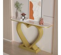 POWRZZZY Mesa Consola semicircular para la Entrada,Mesa Auxiliar para sofá con Base en Forma de corazón,Diseño Compacto para pasillos,vestíbulos,Salas de Estar y Zonas de Acceso(Gold,80x30x80cm)