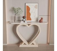 POWRZZZY Mesa Consola semicircular para la Entrada,Mesa Auxiliar para sofá con Base en Forma de corazón,Diseño Compacto para pasillos,vestíbulos,Salas de Estar y Zonas de Acceso(Wit,120x30x80cm)