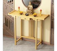 POWRZZZY Mesa De Altar con Almacenamiento,Mesa De Altar De Bambú para Meditación,Cuenta con Almacenamiento Abierto De Dos Niveles,para Templos Y Hogares(Wood Color,140x30x80cm)