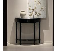 POWRZZZY Mesa De Entrada Semicircular,Mesa Consola Vintage De Madera Maciza,con Esquinas Curvas,Estante De Almacenaje para La Entrada,para Recibidor O Sala De Estar(Nero,90x35x88cm)