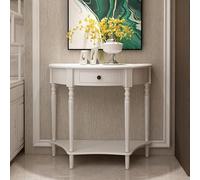 POWRZZZY Mesa De Entrada Semicircular,Mesa Consola Vintage De Madera Maciza,con Esquinas Curvas,Estante De Almacenaje para La Entrada,para Recibidor O Sala De Estar(Wit,80x33x80cm)