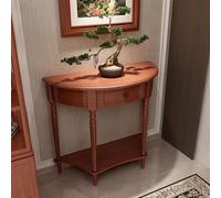 POWRZZZY Mesa De Entrada Semicircular,Mesa Consola Vintage De Madera Maciza,con Esquinas Curvas,Estante De Almacenaje para La Entrada,para Recibidor O Sala De Estar(Cherry,90x35x88cm)
