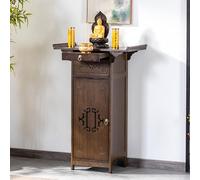 POWRZZZY Mesas De Altar con Almacenamiento,Armario Budista De MeditaciónCon Estante Y Amplia Encimera,Mesa De Incienso Budista De Bambú,Repisa De Ofrendas para Decoración del Hogar(68x40x100cm)
