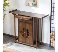 POWRZZZY Mesas De Altar con Almacenamiento,Armario Budista De MeditaciónCon Estante Y Amplia Encimera,Mesa De Incienso Budista De Bambú,Repisa De Ofrendas para Decoración del Hogar(122x40x100cm)