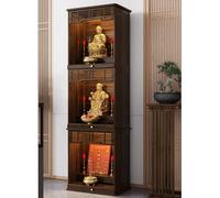 POWRZZZY Soporte para Altar Personal,Nicho para Buda con Armario Chino Y Espacio De Almacenamiento,Diseño Extraíble,Estante Escalonado,para Uso Familiar En El Culto Religioso(61x42x205cm)