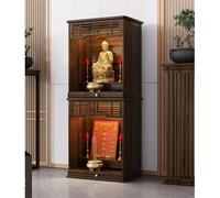POWRZZZY Soporte para Altar Personal,Nicho para Buda con Armario Chino Y Espacio De Almacenamiento,Diseño Extraíble,Estante Escalonado,para Uso Familiar En El Culto Religioso(61x42x138cm)