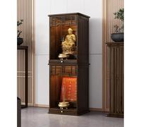 POWRZZZY Soporte para Altar Personal,Nicho para Buda con Armario Chino Y Espacio De Almacenamiento,Diseño Extraíble,Estante Escalonado,para Uso Familiar En El Culto Religioso(43x42x138cm)