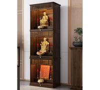 POWRZZZY Soporte para Altar Personal,Nicho para Buda con Armario Chino Y Espacio De Almacenamiento,Diseño Extraíble,Estante Escalonado,para Uso Familiar En El Culto Religioso(71x42x205cm)