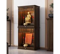 POWRZZZY Soporte para Altar Personal,Nicho para Buda con Armario Chino Y Espacio De Almacenamiento,Diseño Extraíble,Estante Escalonado,para Uso Familiar En El Culto Religioso(71x42x138cm)