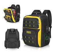 POWSTR 18"Mochila Para Herramientas con Puerto USB, Mochila para Herramientas Impermeable Para Hombres con 23Bolsillos,Correas Ajustables Para Los Hombros,Para Electricistas y Técnicos de Reparación