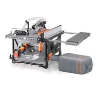 POWSTR Sierra de Mesa sin Polvo,9A Hoja de Sierra de 60 Dientes,220V/5000RPM,98%de Tasa de Aspiración,90°de Corte Transversal 0-45°de Corte,Profundidad de Corte:4-6 cm,Adecuado Para Trabajar la Madera