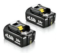 Powtree 2 baterías de repuesto para Makita de 18 V y 5,5 Ah, 18 V, BL1860B, compatible con BL1860, BL1850, BL1850B, BL1840, BL1840B, BL1830, BL1830B, BL1815 LXT con indicador LED