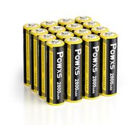 POWXS Pila AA 2800 mAh 1,2 V NiMH baja autodescarga 16 unidades con caja de almacenamiento Baterías Recargables AA pilas 1500 Células