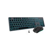 POWZAN Teclado y mouse inalámbricos retroiluminados, combo de teclado inalámbrico silencioso recargable, mouse Jiggle, teclado USB inalámbrico de 2.4 G, tamaño completo para Apple iMac, MacBook,