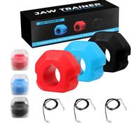 Powzdi Ejercitador de mandíbula, Entrenador de mandíbula para Cara Boca cincel y Mejora de la mandíbula Paquete de 3 de Resistencia Ejercitador de Cuello - Construye y cincela tu 3 Niveles