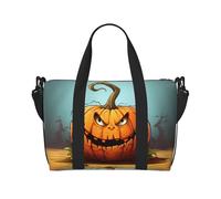 Powzjzw Angry Pumpkin Images - Bolsa de viaje para fin de semana, bolsas de mano para mujeres, bolsas de hospital para trabajo de parto y parto, bolsa de equipaje durante la noche, Black, Talla única