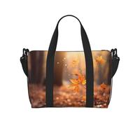 Powzjzw - Bolsa de viaje con diseño de hoja de arce en el sol, para fin de semana, para mujer, bolsas de hospital para trabajo de parto y parto, bolsa de equipaje durante la noche, Black, Talla única