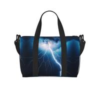 Powzjzw Lightning and Thunder - Bolsa de viaje para fin de semana, bolsas de mano de mano para mujer, bolsas de hospital para trabajo de parto y parto, bolsa de equipaje durante la noche, Black, Talla