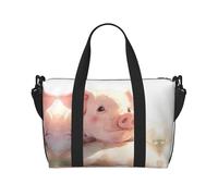 Powzjzw The Pigs are Looking. Bolsa de viaje para fin de semana, bolsas de mano de mano para mujer, bolsas de hospital para trabajo de parto y parto, bolsa de equipaje durante la noche, Black, Talla