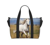 Powzjzw The White Stallion - Bolsa de viaje para fin de semana para mujer, bolsas de hospital para trabajo de parto y parto, bolsa de equipaje durante la noche, Black, Talla única