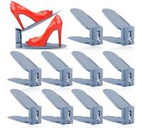 POWZOO 10 pcs Organizadores de Zapatos,Soporte de Calzado de Altura Ajustable,Zapatero Simple,Ranuras para Zapatos,Zapatos Ahorra Espacio, organizador de zapatos de doble cubierta.（neblina azul）