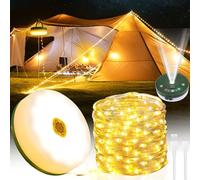 POWZOO 10M Cadena de Luces para Camping,3 en 1 luz camping Portátil,9 Modos,2000mAh,IP44,USB Recargable,con Control Remoto,Luz De Campamento Enrollable,para Fiestas,Camping,Decoración de Viajes.