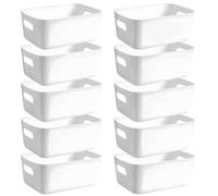 POWZOO 10Pcs Cestas Almacenaje de Plástico(24,5 x 17,5 x 10cm) ,Cajas Organizadoras con Asas,Cajones Almacenaje para Cocina,Escritorio,Oficina,Cosmético,Baño,Juguetes.