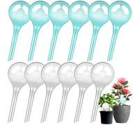 POWZOO 12 Pieza Bolas de Riego,Globos de Riego Automático para Plantas,13 x 5 cm,PVC,para Plantas De Interior Al Aire Libre,Bolas de Riego Automáticas 4-7 Días,Azul + Transparente