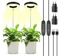 POWZOO 2PCS Lámpara de Planta,48 LED Luz crecimiento de Espectro Completo con cargador USB y temporizador automático de 3/9/12H,luz para plantas interior tiene 3 modos y 9 de Brillo,para plantas.