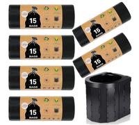 POWZOO 90 Piezas Bolsas de Inodoro para Camping Negra,30L Bolsas de Basura,Bolsass de Aseo,Camping Bolsa,Bolsa de Residuos,para Campings,Senderismo,Viajes,Cocina Casera.