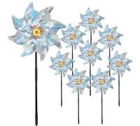 POWZOO 9PCS Molinos de Viento Reflectivos,Repelente de Aves,Molino de Viento Jardin,Repelente de Palomas, Pajaros.Se Utiliza para Proteger Jardines,Granja.