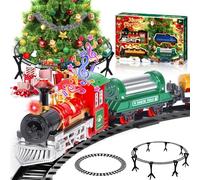POWZOO Electric Train for Children,Tren Eléctrico Navideño,37 Piezas Juguete navideño,Locomotora,3 Vagones,90cm Pista Circular,para Decorar Árbol de Navidad(Opción Montaje Bajo/Alrededor del Árbol)