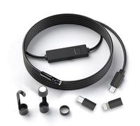 POWZOO Endoscopio Industrial 3-en-1 con Doble Cámara y Cable Semi-rígido 5m,1920P HD,IP67 Impermeable,8 Luces LED,para Smartphone Android e iOS, iPhone, iPad, Samsung