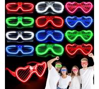 POWZOO Gafas Luminosas Led,12 Gafas Luminosas Para Fiestas,Juego De Gafas De Fiesta De NeóN,Gafas Con Luces Led Fiesta De Raves Para CumpleañOs Carnaval Navidad Decoraciones Para Fiestas De Halloween
