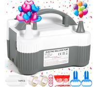 POWZOO Inflador Eléctrico de Globos,220V-240V 600W Inflador Globos,Inflador de Globos Electrico,Hinchador Globos Doble Boquilla con Otros Accesorios,para Fiestas,Bodas,Cumpleaños,Decoración,Navideña.