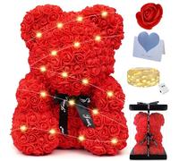 POWZOO Oso de Rosas,Oso de Peluche Rojo con Caja Regalo+Cadena de Luz,Oso de Artificial Regalo,Regalos de Amor Románticos Lindos,Regalos de San Valentín para Ella,Regalo de cumpleaños,Aniversarios.